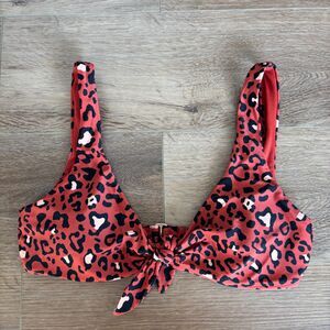 Hollister Swim Red Leapard Print Bikini Top - Size Medium